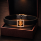 Luxury Spiritual Black Silicone Bracelet with Rose Gold Ganesha & Pave Diamonds