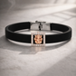 Luxury Spiritual Black Silicone Bracelet with Rose Gold Ganesha & Pave Diamonds