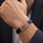 Premium Black Silicon Bracelet with Rose Gold Diamond Rectangular Motif