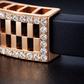 Premium Black Silicon Bracelet with Rose Gold Diamond Rectangular Motif