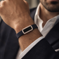 Elegant Navy Silicone Bracelet with Rose Gold Pave Diamond Border