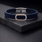 Elegant Navy Silicone Bracelet with Rose Gold Pave Diamond Border
