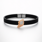• Luxury navy blue Silicone Bracelet with Rose Gold Feather & Diamond Accent