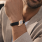 • Luxury navy blue Silicone Bracelet with Rose Gold Feather & Diamond Accent