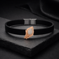 • Luxury navy blue Silicone Bracelet with Rose Gold Feather & Diamond Accent