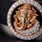 Premium Black Silicone Designer Bracelet with Rose Gold Ganesha & Diamond Circle