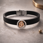 Premium Black Silicone Designer Bracelet with Rose Gold Ganesha & Diamond Circle