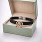 Premium Black Silicone Designer Bracelet with Rose Gold Ganesha & Diamond Circle