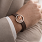 Premium Black Silicone Designer Bracelet with Rose Gold Ganesha & Diamond Circle