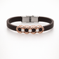 Premium Brown Silicone Designer Bracelet with Rose Gold Circle Diamond Motif