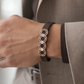 Premium Brown Silicone Designer Bracelet with Rose Gold Circle Diamond Motif