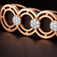 Premium Brown Silicone Designer Bracelet with Rose Gold Circle Diamond Motif