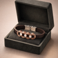 Premium Brown Silicone Designer Bracelet with Rose Gold Circle Diamond Motif
