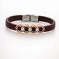 Premium Brown Silicone Designer Bracelet with Rose Gold Circle Diamond Motif