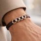 Premium Brown Silicone Designer Bracelet with Rose Gold Circle Diamond Motif