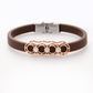 Premium Brown Silicone Designer Bracelet with Rose Gold Circle Diamond Motif