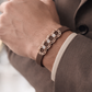 Premium Brown Silicone Designer Bracelet with Rose Gold Circle Diamond Motif