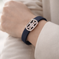 Luxury Navy Blue Silicone Bracelet with Rose Gold Floral Diamond Design