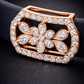 Luxury Navy Blue Silicone Bracelet with Rose Gold Floral Diamond Design