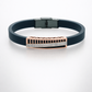 High-End Teal Silicone Bracelet with Rose Gold Rectangular Diamond Motif