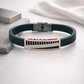 High-End Teal Silicone Bracelet with Rose Gold Rectangular Diamond Motif