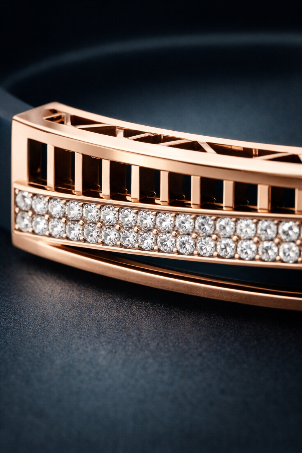 High-End Teal Silicone Bracelet with Rose Gold Rectangular Diamond Motif