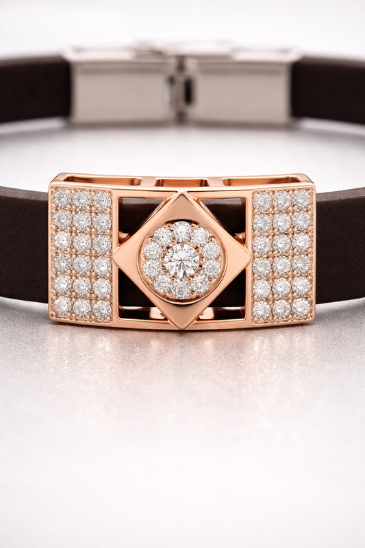Brown Silicone Bracelet Diamond Center