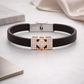 Premium Brown Silicone Designer Bracelet with Rose Gold Diamond Center