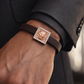 High-End Brown Silicone Bracelet with Rose Gold Lion Square Diamond Center