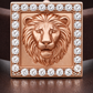 High-End Brown Silicone Bracelet with Rose Gold Lion Square Diamond Center