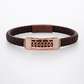 Luxury Braided Brown Bracelet with Rose Gold Geometric Diamond Center