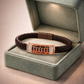 Luxury Braided Brown Bracelet with Rose Gold Geometric Diamond Center
