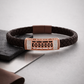 Luxury Braided Brown Bracelet with Rose Gold Geometric Diamond Center