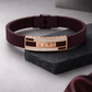 Premium Maroon Silicone Designer Bracelet with Rose Gold Pave Diamond Accent