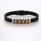 Modern Black Silicone Bracelet with Rose Gold Diamond Lattice Center