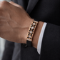 Modern Black Silicone Bracelet with Rose Gold Diamond Lattice Center