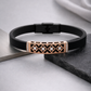 Modern Black Silicone Bracelet with Rose Gold Diamond Lattice Center