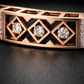 Modern Black Silicone Bracelet with Rose Gold Diamond Lattice Center