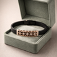 Modern Black Silicone Bracelet with Rose Gold Diamond Lattice Center