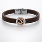 Luxury Brown Silicone Bracelet with Rose Gold Om Symbol & Diamond Halo