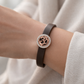 Luxury Brown Silicone Bracelet with Rose Gold Om Symbol & Diamond Halo