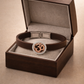 Luxury Brown Silicone Bracelet with Rose Gold Om Symbol & Diamond Halo