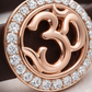 Luxury Brown Silicone Bracelet with Rose Gold Om Symbol & Diamond Halo