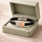 Luxury Black Silicone Bracelet with Rose Gold Diamond Pavé Block