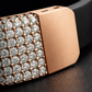Luxury Black Silicone Bracelet with Rose Gold Diamond Pavé Block