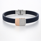 Luxury Black Silicone Bracelet with Rose Gold Diamond Pavé Block