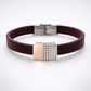 Luxury Black Silicone Bracelet with Rose Gold Diamond Pavé Block