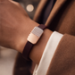 Luxury Black Silicone Bracelet with Rose Gold Diamond Pavé Block