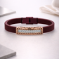 Premium Maroon Silicone Designer Bracelet with Rose Gold Cutwork Diamond Strip