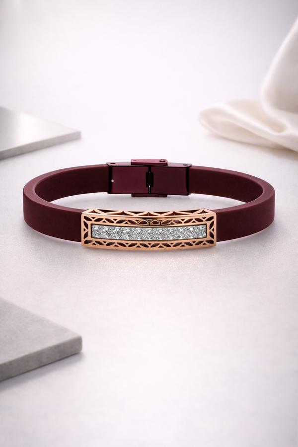 Maroon Silicone Bracelet Diamond Strip